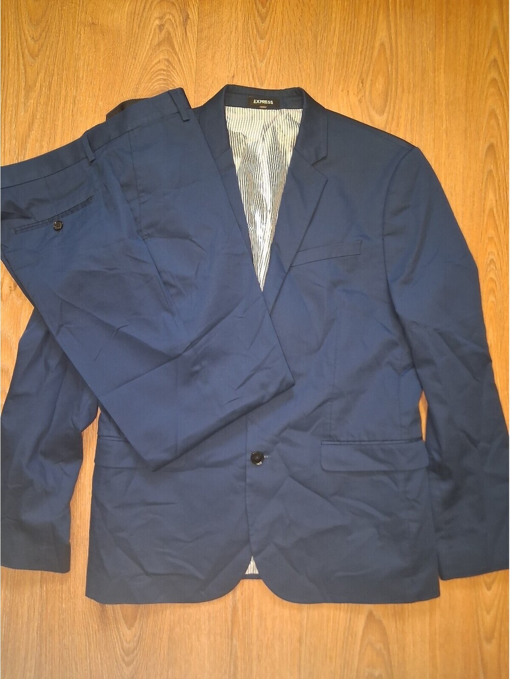 Express 2 Piece Suit Mens 40R 32x32 Navy Cotton Slim Fit